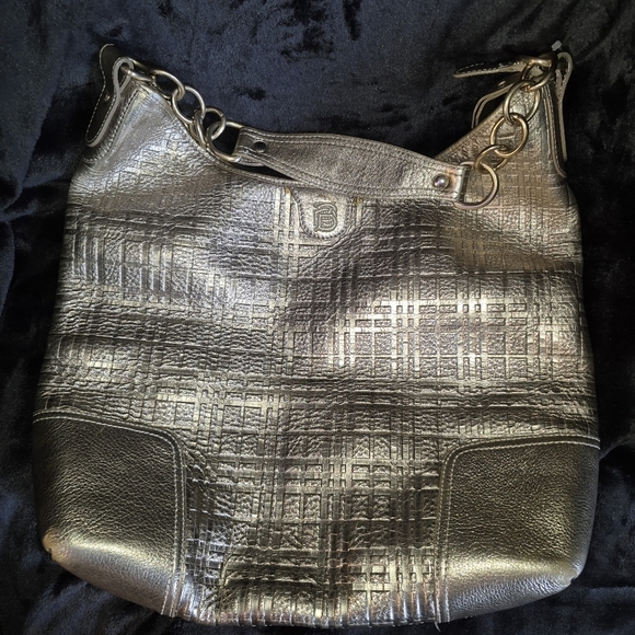 Burberry Prorsum Gold Textured/Embossed Plaid Shoulder Bag with Chain Detail - Picture 1 of 10